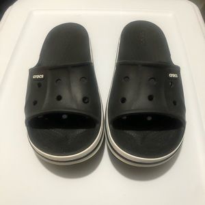 Black Bayaband croc slides